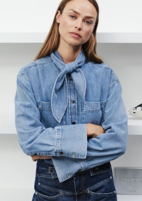 Closed blouse C94789-16F-3X Scarf shirt